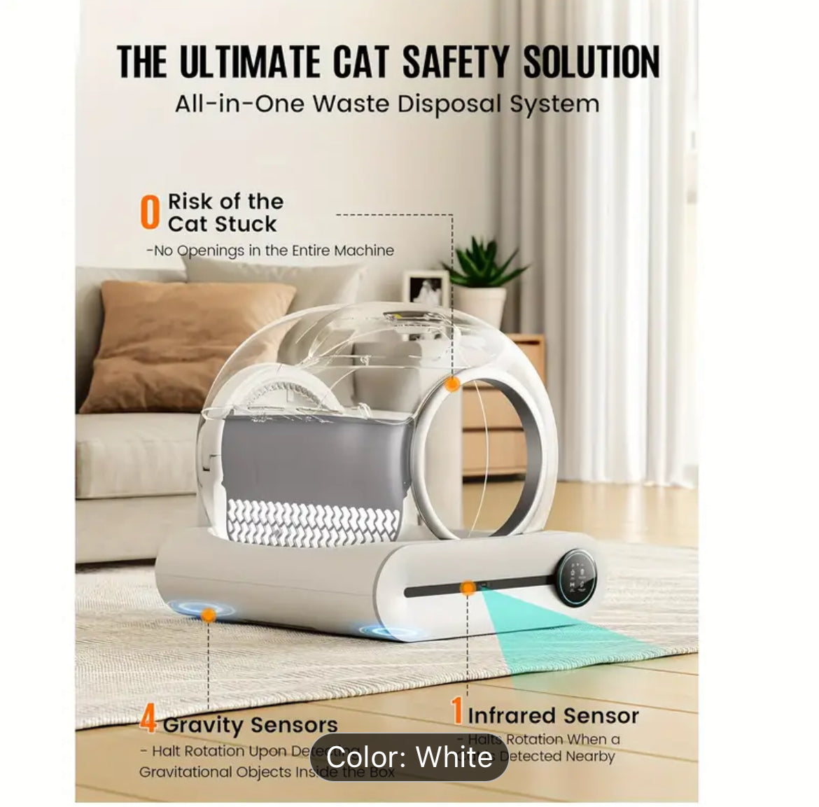 SmartCat Automatic Self-Cleaning Litter Box - 65L+9L Capacity